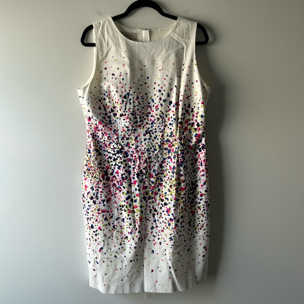 Hobbs white and multi color printed sleeveless dress